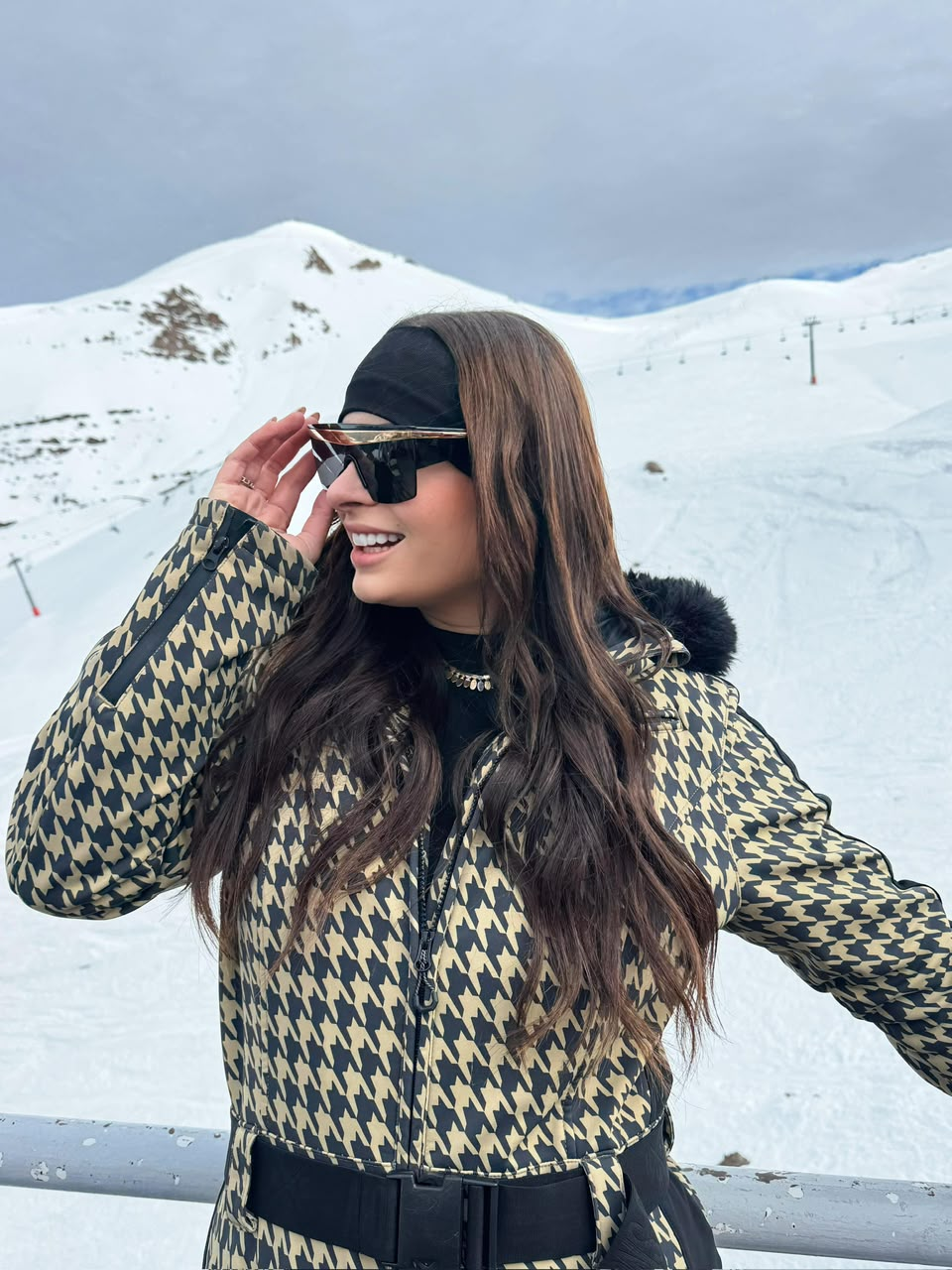 Maria Fernanda em uma viagem à neve